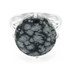 Bague en argent et Obsidienne Flocon-de-Neige