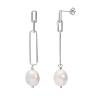 Boucles d'oreilles en argent et Perle blanche de culture d'eau douce