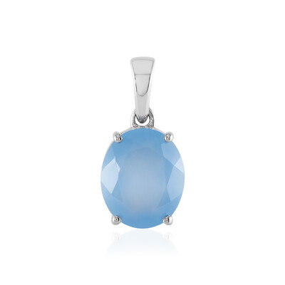 Pendentif en argent et Calcédoine bleue