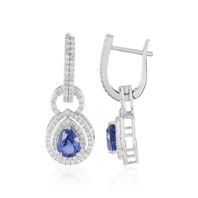 Boucles d'oreilles en or et Saphir bleu de Ceylan