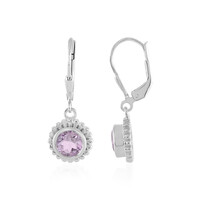 Boucles d'oreilles en argent et Améthyste Rose de France