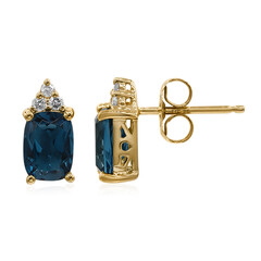 Boucles d'oreilles en or et Topaze bleu de Londres