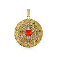 Pendentif en argent et Opale rouge d'Éthiopie