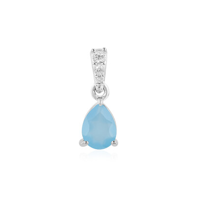 Pendentif en argent et Calcédoine bleue