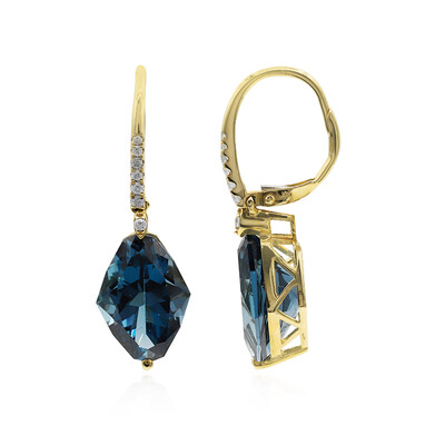 Boucles d'oreilles en or et Topaze bleu de Londres