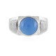 Bague pour homme en argent et Calcédoine bleue