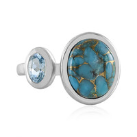 Bague en argent et Turquoise bleue cuivrée de Mohave (Faszination Türkis)