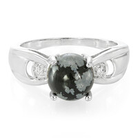 Bague en argent et Obsidienne Flocon-de-Neige