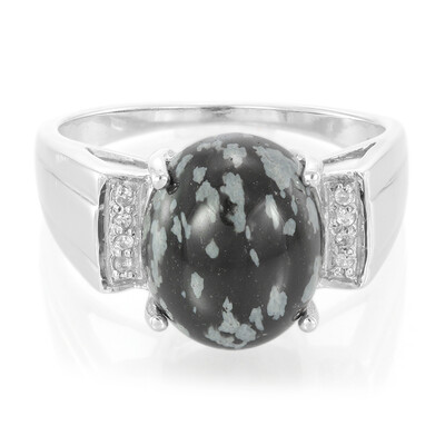 Bague en argent et Obsidienne Flocon-de-Neige