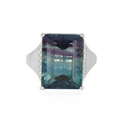 Bague en argent et Fluorite multicolore