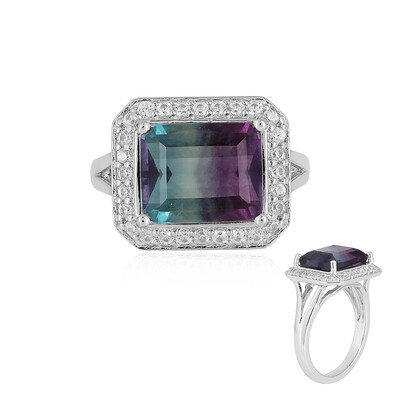 Bague en argent et Fluorite multicolore