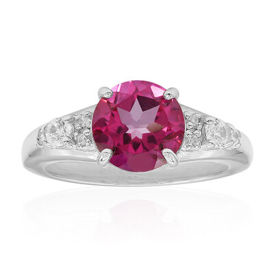 Bague en argent et Topaze mystique rose