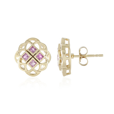 Boucles d'oreilles en or et Saphir rose de Ceylan