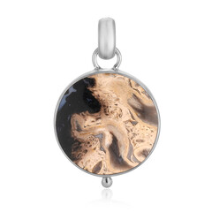 Pendentif en argent et Bois de palmier fossilisé (Bali Barong)