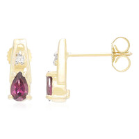 Boucles d'oreilles en or et Rhodolite du Brésil