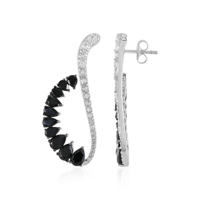 Boucles d'oreilles en argent et Spinelle noir