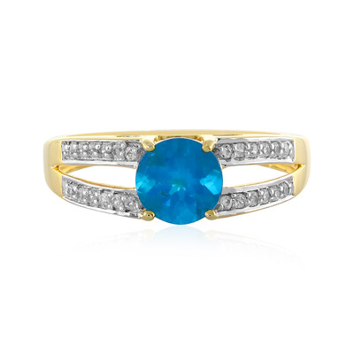 Bague en argent et Apatite bleu néon