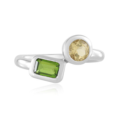 Bague en argent et Diopside de Russie