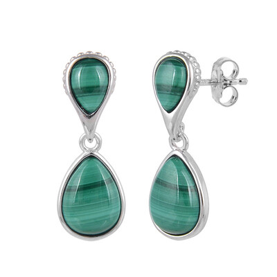 Boucles d'oreilles en argent et Malachite