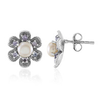 Boucles d'oreilles en argent et Perle blanche de culture d'eau douce