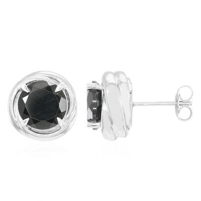 Boucles d'oreilles en argent et Spinelle noir