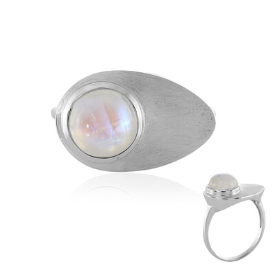 Bague en argent et Pierre de Lune arc-en-ciel AAA (MONOSONO COLLECTION)