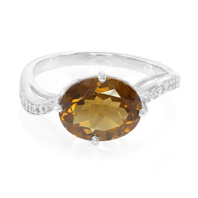 Bague en argent et Quartz cognac