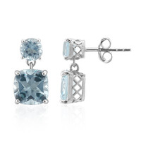 Boucles d'oreilles en argent et Topaze bleu ciel