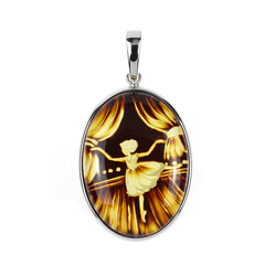 Pendentif en argent et Ambre baltique