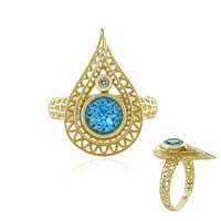 Bague en or et Topaze bleu Suisse (Ornaments by de Melo)