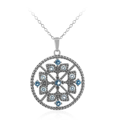 Collier en argent et Topaze bleu de Londres