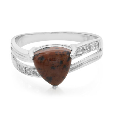 Bague en argent et Obsidienne acajou