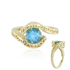 Bague en or et Topaze bleu Suisse (Ornaments by de Melo)