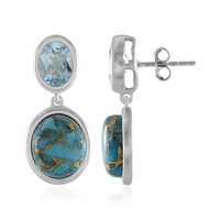 Boucles d'oreilles en argent et Turquoise bleue cuivrée de Mohave (Faszination Türkis)