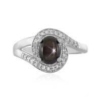 Bague en argent et Saphir étoilé noir