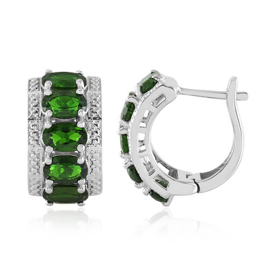 Boucles d'oreilles en argent et Diopside de Russie