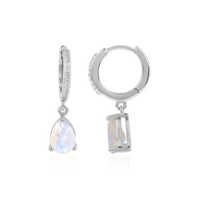 Boucles d'oreilles en argent et Pierre de Lune arc-en-ciel