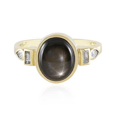 Bague en or et Saphir étoilé noir (Adela Gold)