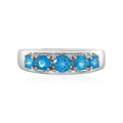 Bague en argent et Apatite bleu néon