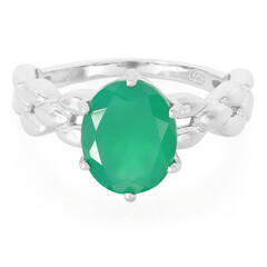 Bague en argent et Calcédoine verte