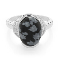 Bague en argent et Obsidienne Flocon-de-Neige