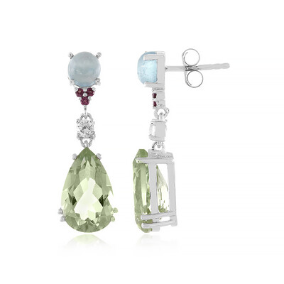 Boucles d'oreilles en argent et Améthyste verte