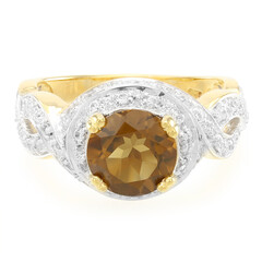 Bague en argent et Quartz cognac