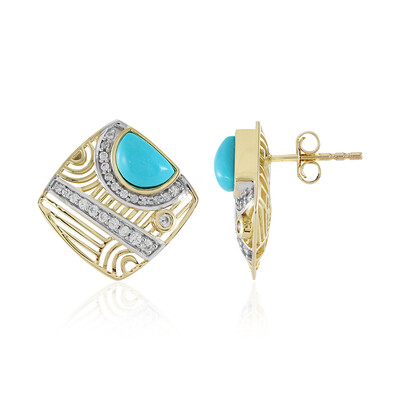 Boucles d'oreilles en or et Turquoise Sleeping Beauty (Ornaments by de Melo)