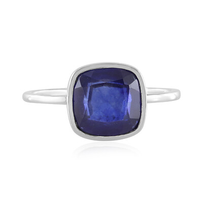 Bague en platine et Saphir bleu de Madagascar