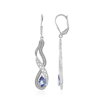 Boucles d'oreilles en argent et Tanzanite non chauffée (MONOSONO COLLECTION)