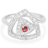 Bague en argent et Saphir rouge du soir