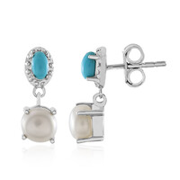 Boucles d'oreilles en argent et Perle blanche de culture d'eau douce