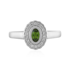 Bague en argent et Zircon de Ceylan vert