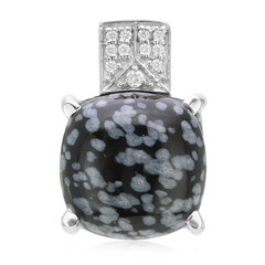 Pendentif en argent et Obsidienne Flocon-de-Neige